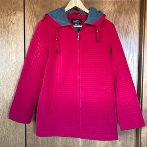 Aeros by Kristen Blake red and grey quilt utility jacket/coat Size M